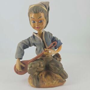 Vintage Mid Century Tilso Elf Pixie Playing Mandolin Figure